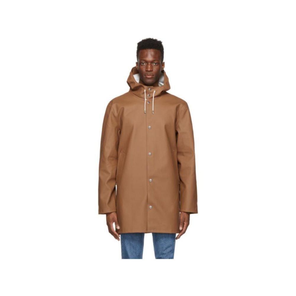 STUTTERHEIM Mens Stockholm Brown Water Repellant, Raincoat Jacket XL